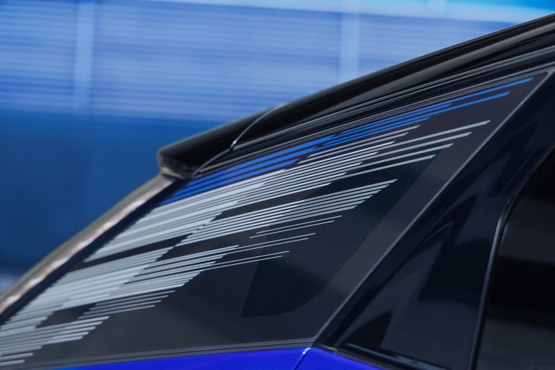Close-up of the Modern Pattern on the 2026 OPTIQ-V Rear Quarter Glass | Opequon Motors in Martinsburg WV